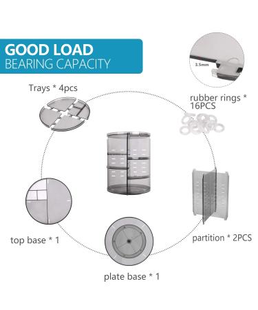 360 Degree Rotation Makeup Organizer Gray | Lazy Susan Cosmetics Storage Shelf | Rotating Display Rack for Countertop | Bathroom Counter Organizer - Buy Online on GoSupps.com