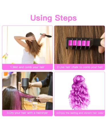 MSDADA Pink Hair Chalk for Girls - 10 Pack Temporary Washable Hair Color Comb - Perfect for Birthday Halloween & Christmas Gifts for Kids Ages 6-12 - Buy Online on GoSupps.com