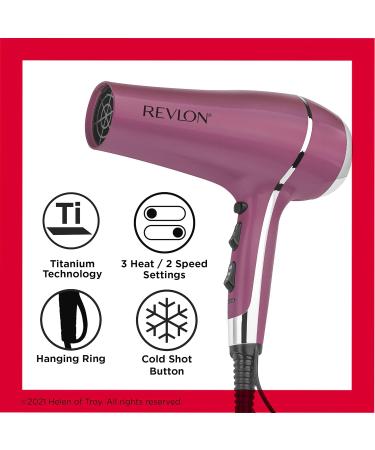 REVLON 1875 Watt Ionic Hair Dryer - Pink Titanium Tourmaline 3 Heat & 2 Speed - Ideal for International Shipping - Buy Online on GoSupps.com