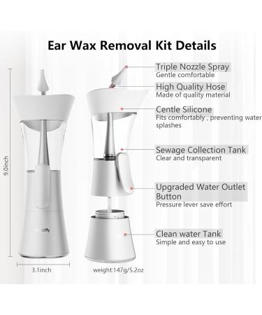 Manual Ear Wax Removal Kit - One-Hand Control Ear Cleaner Tool Easy to Use Ear Irrigation Flushing System with Soft Silicone Tip for Effective & Safe to Clean Ear Built Up Wax Home Use(White) - Buy Online on GoSupps.com
