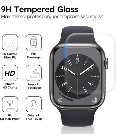 Mowei 3-Pack Apple Watch Series 8/7 Screen Protector 45mm - Premium 9H Tempered Glass, Full Coverage, Bubble-Free, Waterproof - Infinite HD Shield for Apple Watch 7/8 45mm - Buy Online on GoSupps.com