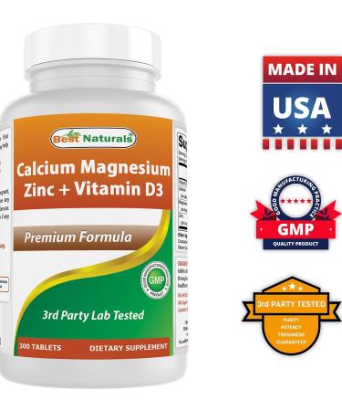 Best Naturals Calcium Magnesium Zinc with Vitamin D3 - 300 Tablets - Buy Online on GoSupps.com