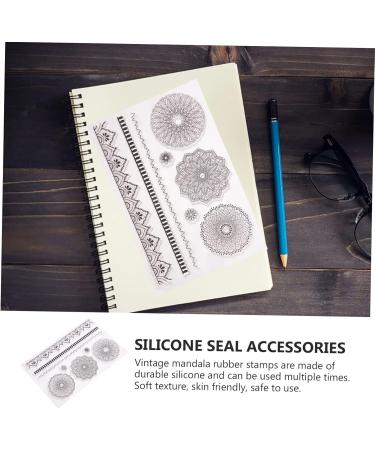 Lurrose 6 Pcs Mandala Stamp Vintage Decor Clear Stamps for DIY Flower Themed Stamps Photo Album Decorations - Buy Online on GoSupps.com