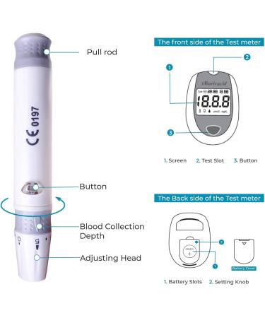 eBuricacid Uric Acid Test Kit - 25 Test Strips, Lancing Device, Carrying Case & Warranty Card - Only 0.5uL Blood Needed - Buy Online on GoSupps.com