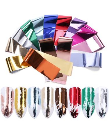 14 Sheets Gold Nail Foils Transfer Stickers Foil Nail Art Supply Holographic Effect Metallic Nail Art Foil Stickers Color Gold Silver Nail Foil Transfers for Women Girls Nail Art Decoration T2