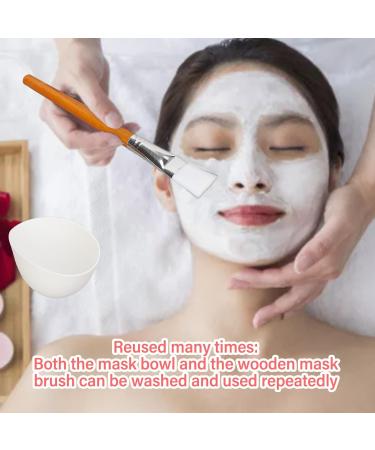 Facemask Mixing Tool Set Wooden Brush Silicone Bowl Reusable Multifunctional for Face Mask Oils Moisturizers - Buy Online on GoSupps.com