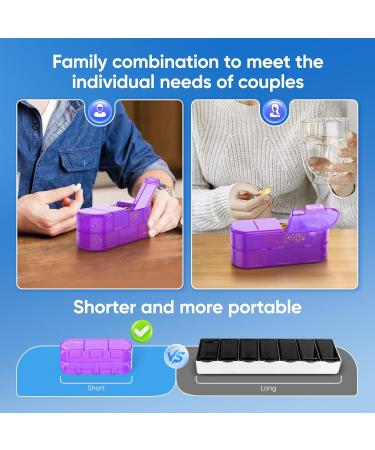 Weekly Travel Pill Organizer - Double-Sided 2/3/4 Times a Day | Portable Pill Box for Vitamins Medication & Fish Oils (2PC Purple) - International Shipping Available - Buy Online on GoSupps.com