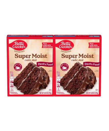 Betty Crocker Favorites Super Moist Devil's Food Cake Mix 376g | Rich and Chocolatey Luxury Cake Mix | Now with 20% More Cocoa | Pack of 2