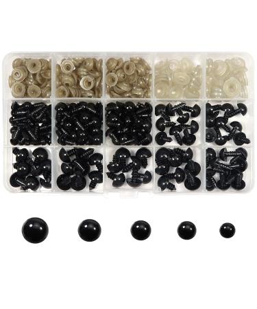 TOAOB 150pcs Black Plastic Safety Eyes with Washers 6mm 8mm 9mm 10mm 12mm Craft Doll Eyes for Amigurumis Crochet and Stuffed Animals Bears Making - Buy Online on GoSupps.com
