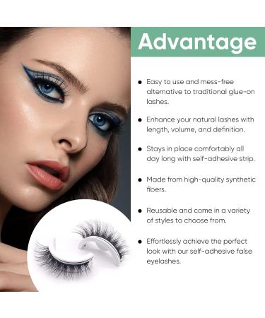 Shop Waterproof False Lashes | Self-Adhesive Fake Eyelashes for Women - Natural Look Reusable No Glue Needed - 3 Pairs - Buy Online on GoSupps.com