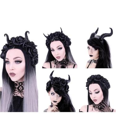 Restyle Gothic Princess Garland - Nu Goth Rose Antler Headband (Black) | 1 Piece Pack - Shop Now! - Buy Online on GoSupps.com