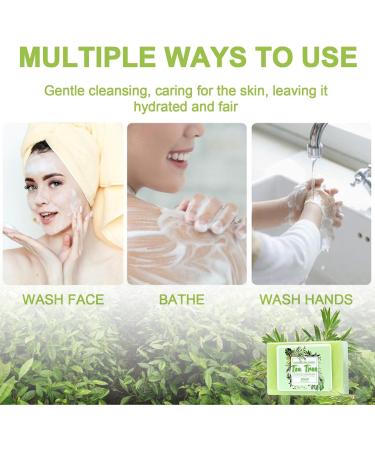 Organic Handmade Tea Tree Soap Antibacterial Natural Tea Tree Oil Soap Bar for Face & Body Acne Treatment Antifungal Scrub Soap Bar for Acne Spots Blackheads Cruelty Free - 140g - Buy Online on GoSupps.com