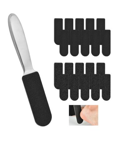 Foot File for Hardened or Dry Skin Stainless Steel Foot File with Replacement Sandpaper Coarse and Fine Stainless Steel Callus Rasp Callus File Foot Care Professional Callus File for Callus