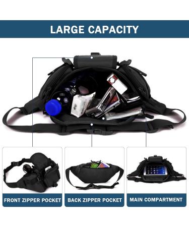 Huntvp Tactical Belt Bag | Water-Repellent Hip Bag for Outdoor Activities | Perfect for Running Hiking Cycling & Camping | Black - L - Buy Online on GoSupps.com