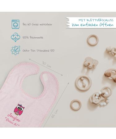 Personalized Pink Wolimbo Bibs with Velcro - Embroidered Baby Bibs for Boys & Girls - Custom Name/Motif - Babyl Spars - Buy Online on GoSupps.com