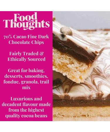 Food Thoughts Luxury 70% Dark Chocolate Chips 1kg - Fair Trade, Gluten Free, Nut Free, Dairy Free - Buy Online on GoSupps.com
