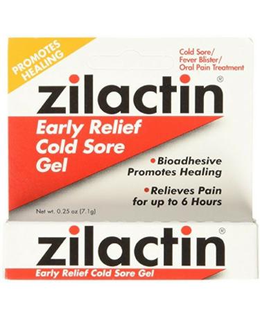 Zilactin Cold Sore Gel Medicated Gel 0.25 oz ( Pack of 4)