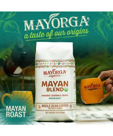 Mayorga Medium Roast Whole Bean Coffee 2 lb Bag - Smooth & Flavorful Organic Mayan Blend - Specialty Grade 100% Arabica Beans - Direct Trade - Non-GMO - 2 Pound Pack - Buy Online on GoSupps.com