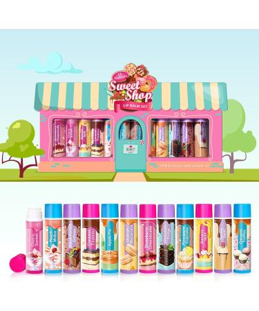 Beauty4Britain Kids Lip Balm Set Sweet Shop - 12 Different Dessert Flavours Beeswax & Coconut Oil Colourless for Girls and Boys - Buy Online on GoSupps.com