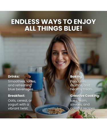 Mavella Blue Spirulina Powder with Butterfly Pea Flower & Blueberry, 100% Vegan Antioxidant Superfood for Immunity, Gut Health & Energy Support, Natural Food Coloring, 100g - Buy Online on GoSupps.com