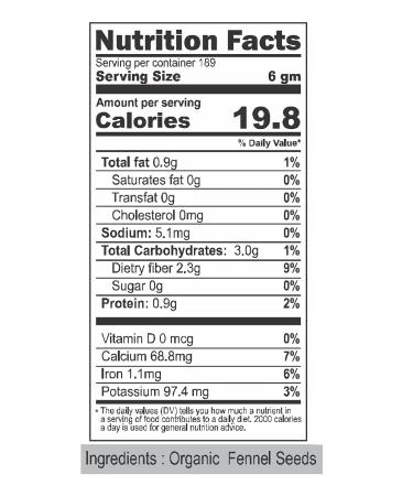 Jiva Organic Fennel Seeds 1.75 lb Bulk Bag - Whole, Non-Irradiated, Non-GMO Seeds (Foeniculum Vulgare) - Raw Quality - Buy Online on GoSupps.com