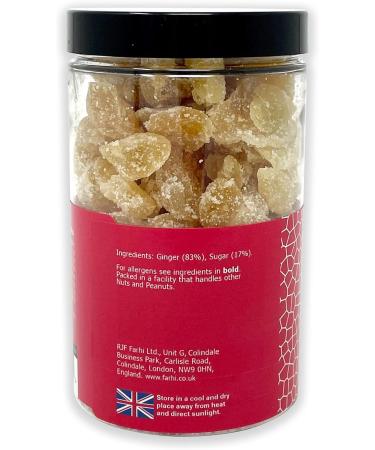 Rita Farhi Crystallised Ginger in a Luxury Gift Jar | Premium Ginger Sweets | Stem Ginger Chews | 280g - Buy Online on GoSupps.com