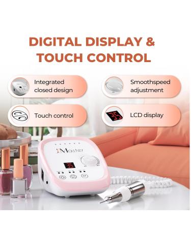 JCMaster Profi Nail Miller - Electric Nail File with Foot Pedal & 6 Bits 35 000 RPM for Gel & Acrylic Nails - Pink - Buy Online on GoSupps.com