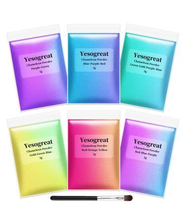 Chameleon Mica Powder, 6 Color Changing Mica Powder for Epoxy Resin, Tumblers, Color Shifting Pigment Powder for Nail Art, Soap Making, Painting,Slime,Cosmetics,Concrete,Oil Colour,Ceramics 6 Colors - Buy Online on GoSupps.com