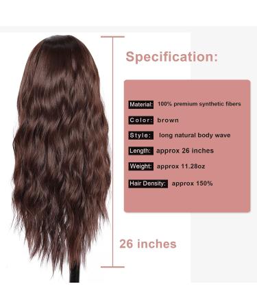 Kalyss 26 Curly Brown Body Wave Wig - Heat-Resistant Synthetic Front Wig for Women - Perfect Edge & Center Parting - Buy Online on GoSupps.com