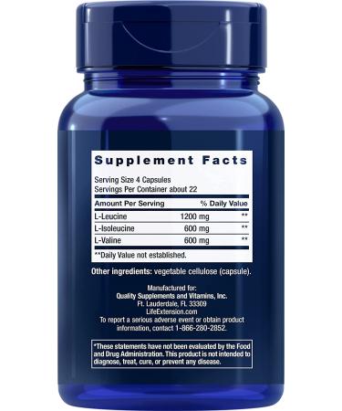 Life Extension BCAA 90 Capsules - Premium Branched Chain Amino Acids for Muscle Recovery & Performance - Buy Online on GoSupps.com