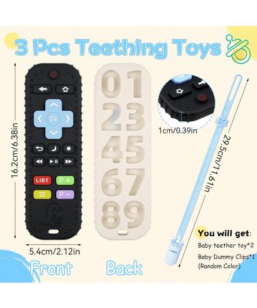 Buy Baby Biting Toys - 3 Silicone Teething Rings & Pacifier Chain BPA-Free 3+ Months White & Black - Buy Online on GoSupps.com