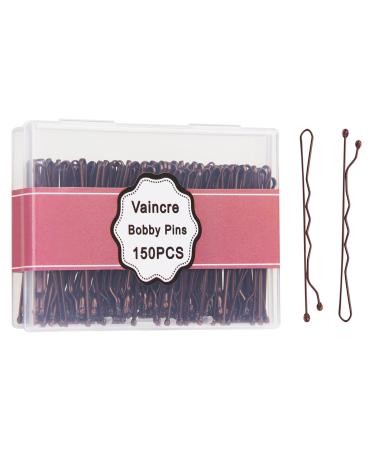 Vaincre Bobby Pin Hair Pins - 150 Count Bobby Pins Brown Bulk with Storage Case Pain-Free Hairpin Hair Pin for Buns Hair Accessories Hairclips Hair Clips for Women and Girls (Brown 2 inch)