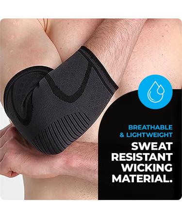 VITTO Elbow Support Compression Sleeve for Men & Women - Tendonitis Arthritis Injury - Tennis Golfers Elbow Strap - Weightlifting Elbow Sleeves (Black, M) - Buy Online on GoSupps.com