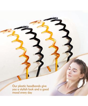 Ruzister 4 Pieces Zigzag Headbands Classic 90s Plastic Headband with Teeth Wavy Comb Headband for Women and Men Shark Tooth Headband - Buy Online on GoSupps.com