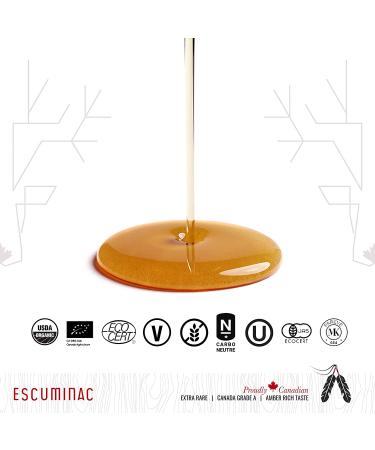 Escuminac Maple Syrup - Extra Rare Amber, Organic Gourmet Gift, 16.9 fl oz - Grade A from Quebec, Canada - Buy Online on GoSupps.com