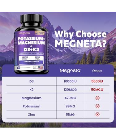 High-Potency Vitamin D3 10000IU K2 (MK-7) Potassium Magnesium Supplement - Advanced Synergistic Complex for Bone Immune Health Mood Balance & Energy Support Capsule - Buy Online on GoSupps.com