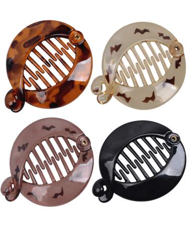 Fodattm hair comb for ponytail French banana clip ponytail holder interlocking banana crest for trendy hairstyle flat comb clamp (style B#) 4 pieces