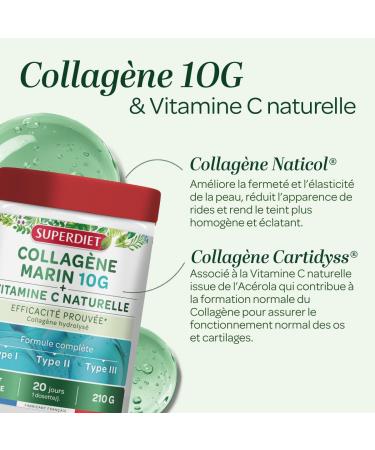 SUPERDIET - COLLAG NE MARIN + VITAMINE C NATURELLE - Sans ar me - Peau articulations muscles - Fabrication fran aise - Poudre 210g - Buy Online on GoSupps.com
