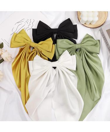 6PCS Large Satin Hair Bows Clips for Women - 13in Long Tail French Barrette Hair Slides - Soft Plain Color Hairpin 90's Accessories - Buy Online on GoSupps.com