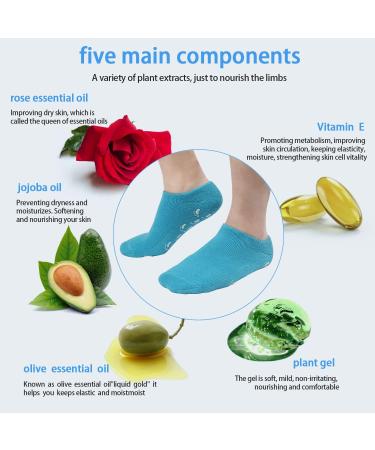 2pcs Moisturizing Socks for Soft and Smooth Feet - Blue and Pink Gel Spa Socks for Women Men - Buy Online on GoSupps.com