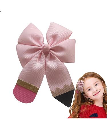 School Hair Bows | Pencil Hair Bow Clips Alligator - Hair Bow Clips Grosgrain Ribbon School Bows Decorations Frifer Pink A - Buy Online on GoSupps.com