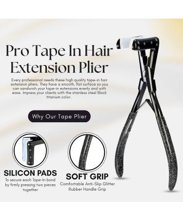 My Hair Tools Professional Tape in Hair Extensions Plier - Stainless Steel Weft Extensions Sealing Clamp Tool with Box - 7 Inch Black Plier - Buy Online on GoSupps.com