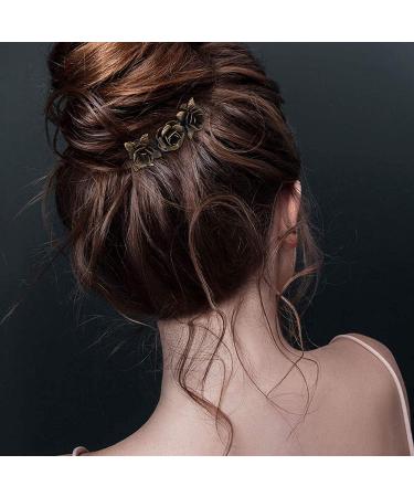 French Vintage Hair Clips Set - 5 Metal Rose Hairpins for Women & Girls - Perfect Gift - Buy Online on GoSupps.com