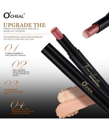 O'CHEAL Lot de 4 crayons de fard paupi res d grad de trois couleurs - Effet mat - Brillant - Imperm able - Longue dur e - Convient pour le maquillage quotidien - Buy Online on GoSupps.com