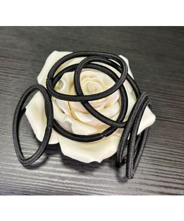 24 Elastic Hair Bands 4mm Elastic Hair Ties Ponytail Holders Bulk Hair Ties No Metal Gentle Elastics for Women Men Girls Kids Black