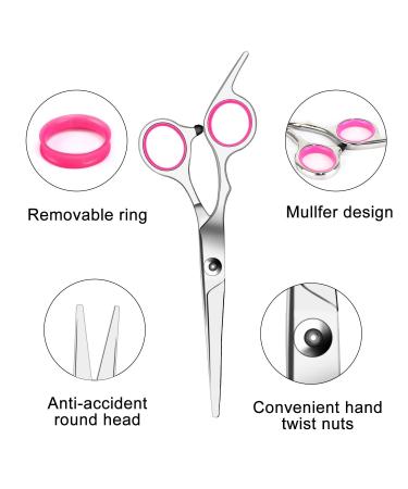 Sirabe Hair Cutting Scissors Set - 9 Pcs Hairdressing Kit for Professional Barber Salon & Home Use - Thinning Scissor, Neck Duster, Leather Case - Men, Women, Pet - Pink - Buy Online on GoSupps.com