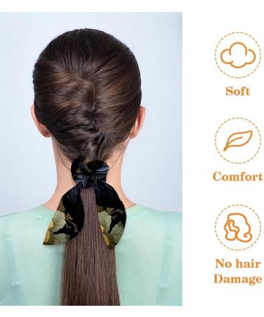 6 Pieces Bow Hair Scrunchies Rabbit Bunny Ear Scrunchies Black Crow Pattern Bow Bowknot Scrunchies Bobbles Elastic Hair Ties Ropes Ponytail Holder Accessories for Women Girls Color 2 - Buy Online on GoSupps.com