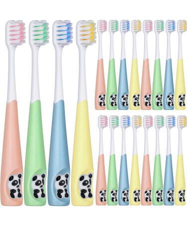 Dingion 24 Pieces Kids Toothbrush Children Manual Toothbrush Set Soft Bristles Contoured Bristles for Age 3 and Above Boys Girls Cute Colorful Toothbrush