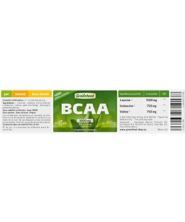Greenfood BCAA 1000 mg high dose 300 tablets vegan no artificial additives no genetic engineering. - Buy Online on GoSupps.com