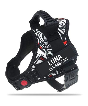 Pawpawify dog harnesses against pulling with personalizable name and telephone number durable prevents tug pulling or choking for training and walking xs chest 17-22in white doodle